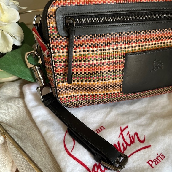 Christian Louboutin Black Leather Clutch with Multi Colored Pattern NWT - Picture 2 of 11